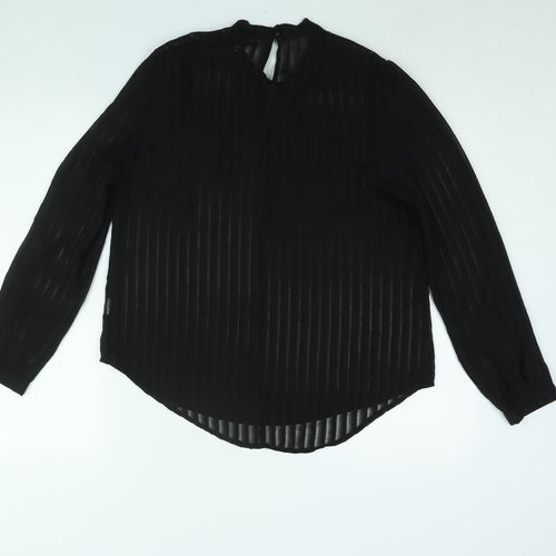 FOREVER 21 Womens Black Polyester Basic Blouse Size M Mock Neck - Tie