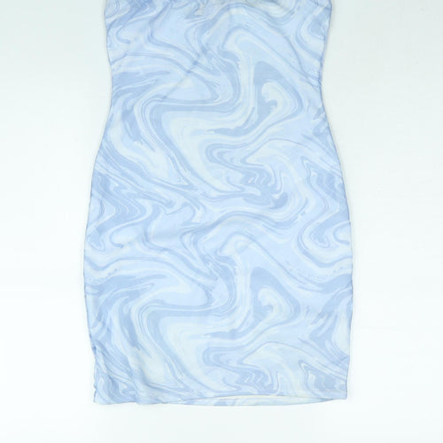 Pink Vanilla Womens Blue Geometric Polyester Mini Size 12 Sweetheart Pullover - Marble Print