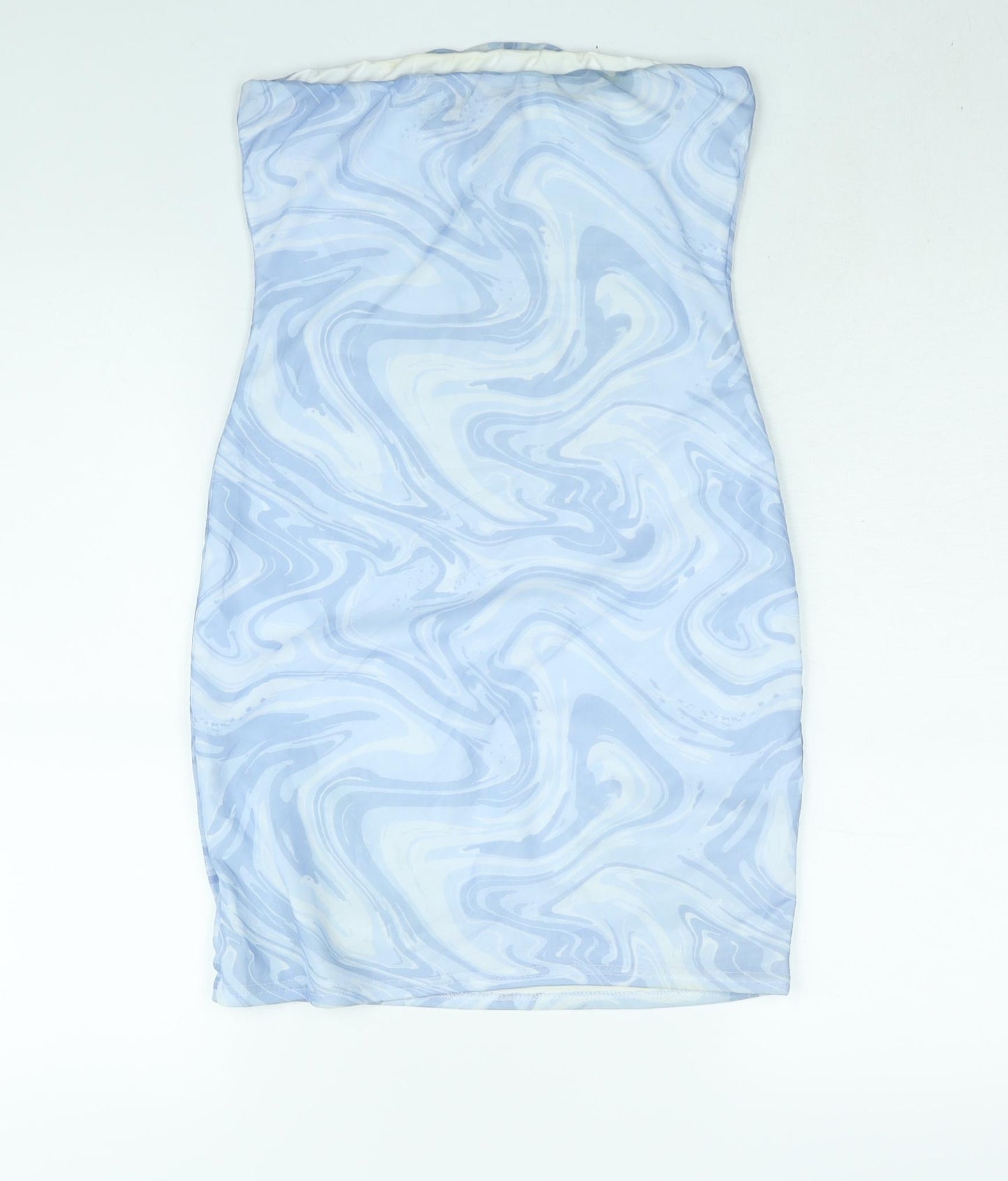 Pink Vanilla Womens Blue Geometric Polyester Mini Size 12 Sweetheart Pullover - Marble Print