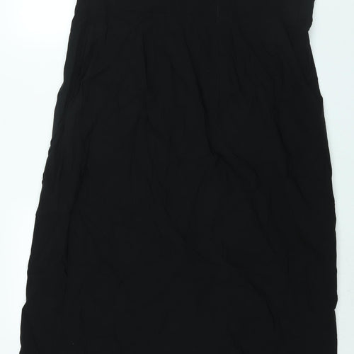 Marks and Spencer Womens Black Viscose Shift Size 22 Square Neck Zip - Front Slit