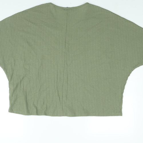 New Look Womens Green Polyester Basic Blouse Size M V-Neck - Size M-L