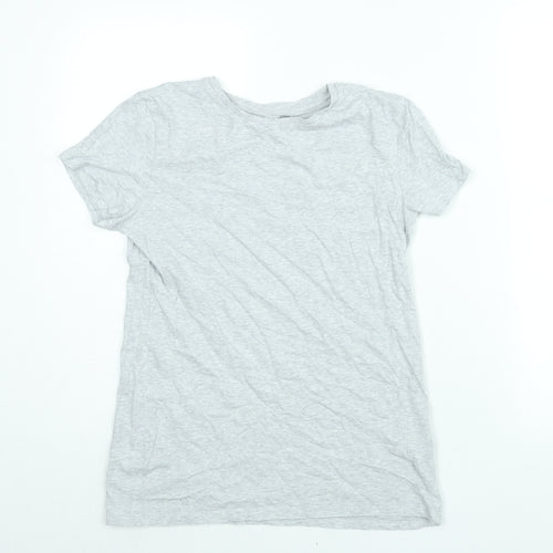 H&M Girls Grey Cotton Basic T-Shirt Size 14 Years Round Neck Pullover