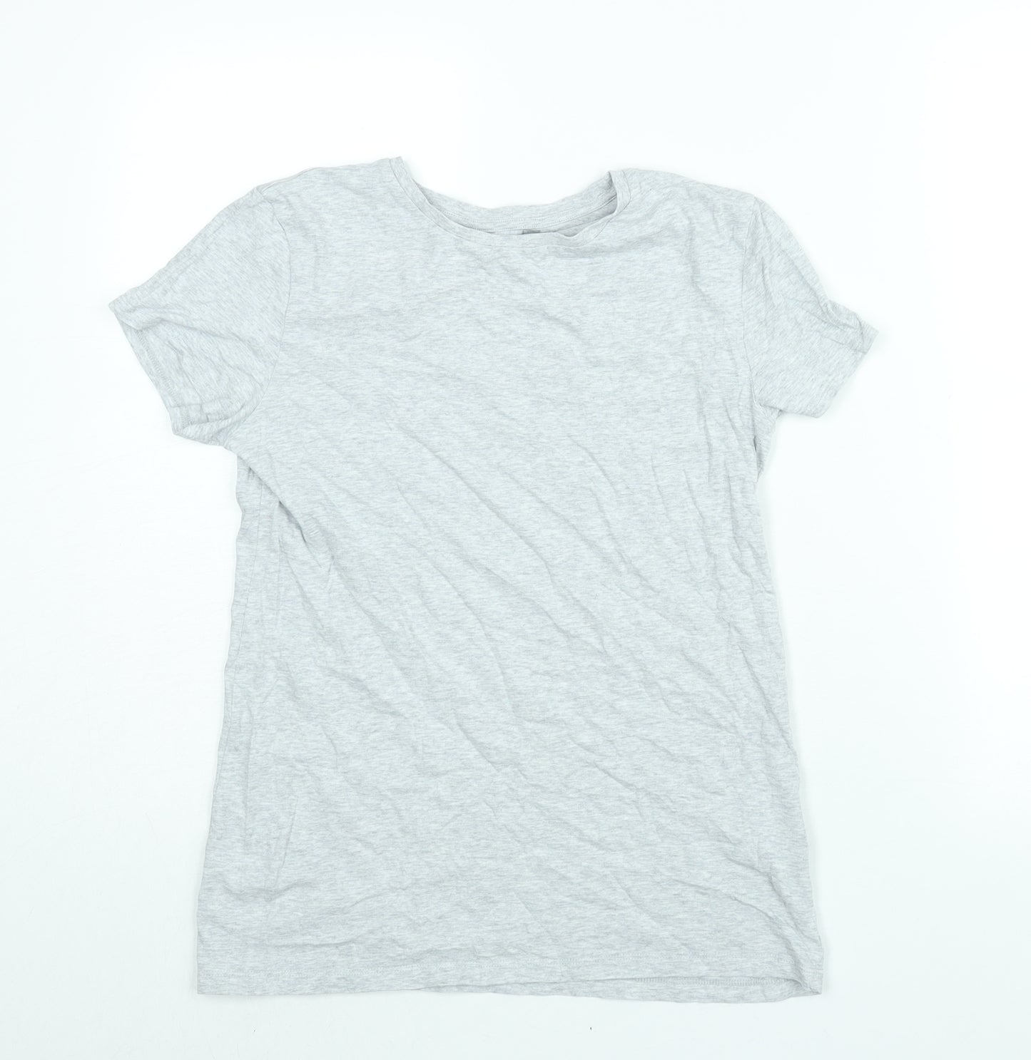 H&M Girls Grey Cotton Basic T-Shirt Size 14 Years Round Neck Pullover