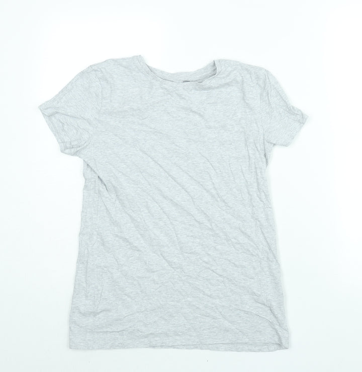 H&M Girls Grey Cotton Basic T-Shirt Size 14 Years Round Neck Pullover