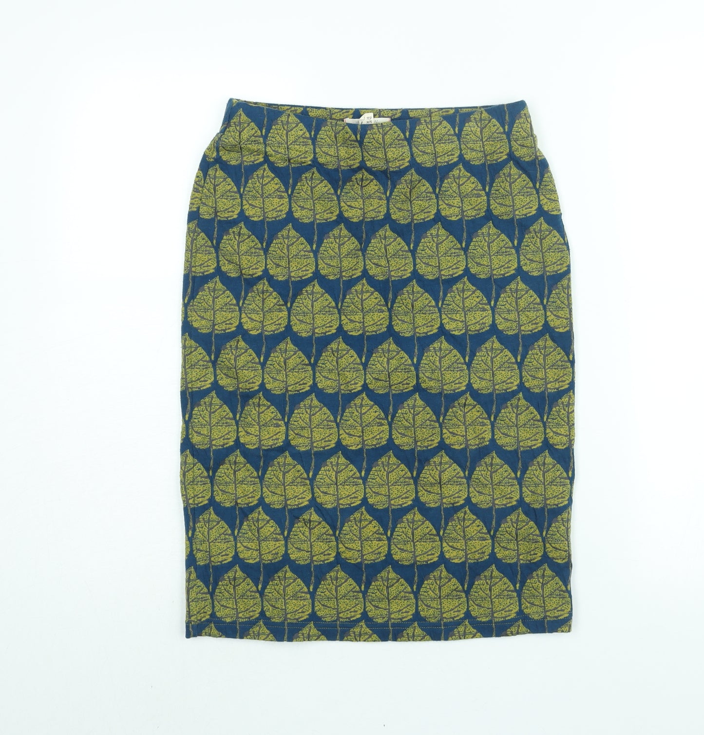 White Stuff Womens Multicoloured Geometric Cotton Straight & Pencil Skirt Size 8 - Leaf Print