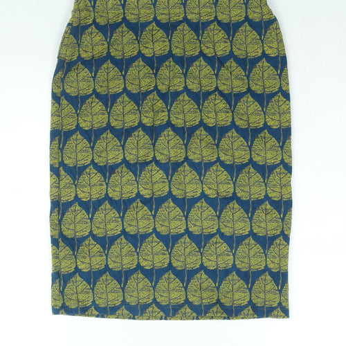 White Stuff Womens Multicoloured Geometric Cotton Straight & Pencil Skirt Size 8 - Leaf Print