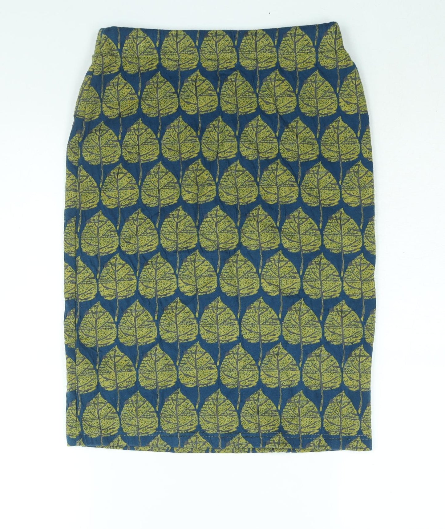 White Stuff Womens Multicoloured Geometric Cotton Straight & Pencil Skirt Size 8 - Leaf Print