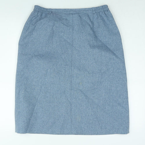 EWM Womens Blue Polyester Straight & Pencil Skirt Size 14 Zip