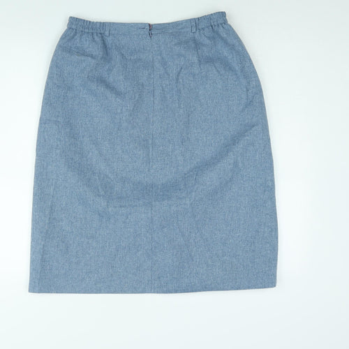 EWM Womens Blue Polyester Straight & Pencil Skirt Size 14 Zip