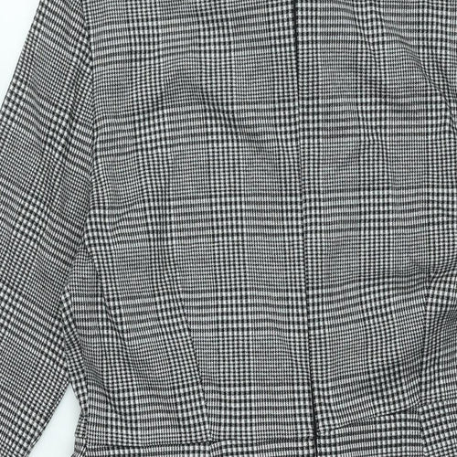 Marks and Spencer Womens Grey Check Polyester Shift Size 12 Collared Zip