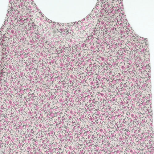 Cotton On Womens Pink Floral Polyester Camisole Blouse Size M Scoop Neck - Frill Semi Sheer