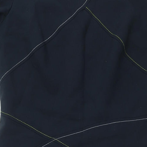 Marks and Spencer Womens Blue Polyester Shift Size 16 Round Neck Zip - Stitch Detail