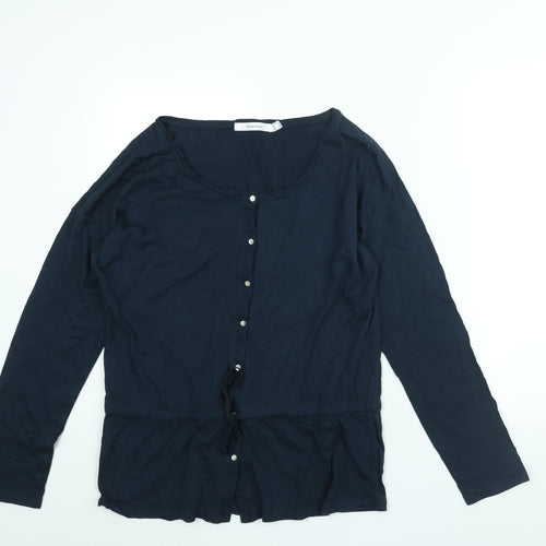 Women'secret Womens Blue Viscose Basic Button-Up Size 2XL Round Neck - Drawstring Detail
