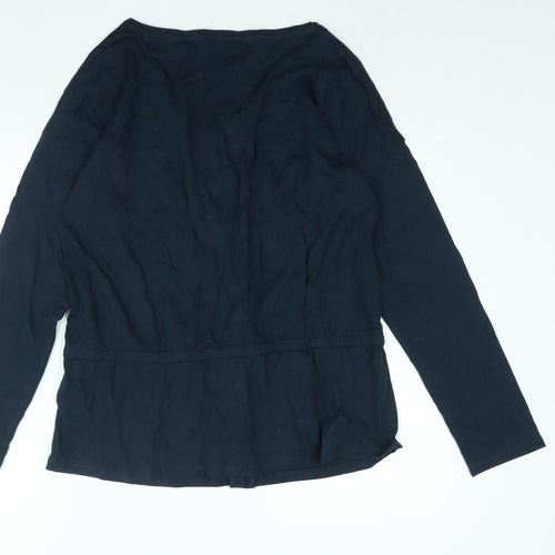 Women'secret Womens Blue Viscose Basic Button-Up Size 2XL Round Neck - Drawstring Detail
