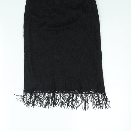 Etam Womens Black Polyester Straight & Pencil Skirt Size 10 Zip - Tassle