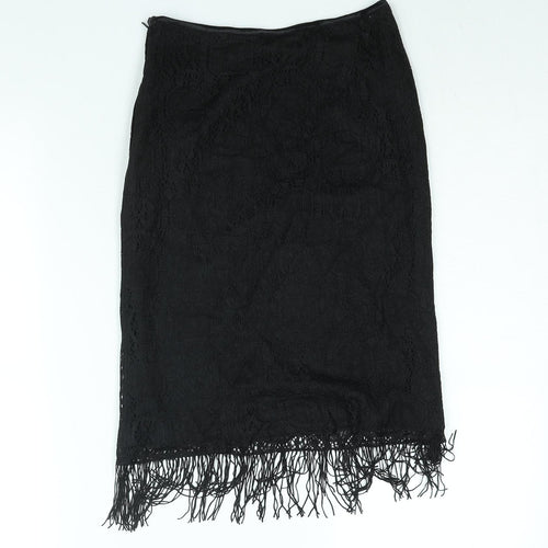 Etam Womens Black Polyester Straight & Pencil Skirt Size 10 Zip - Tassle