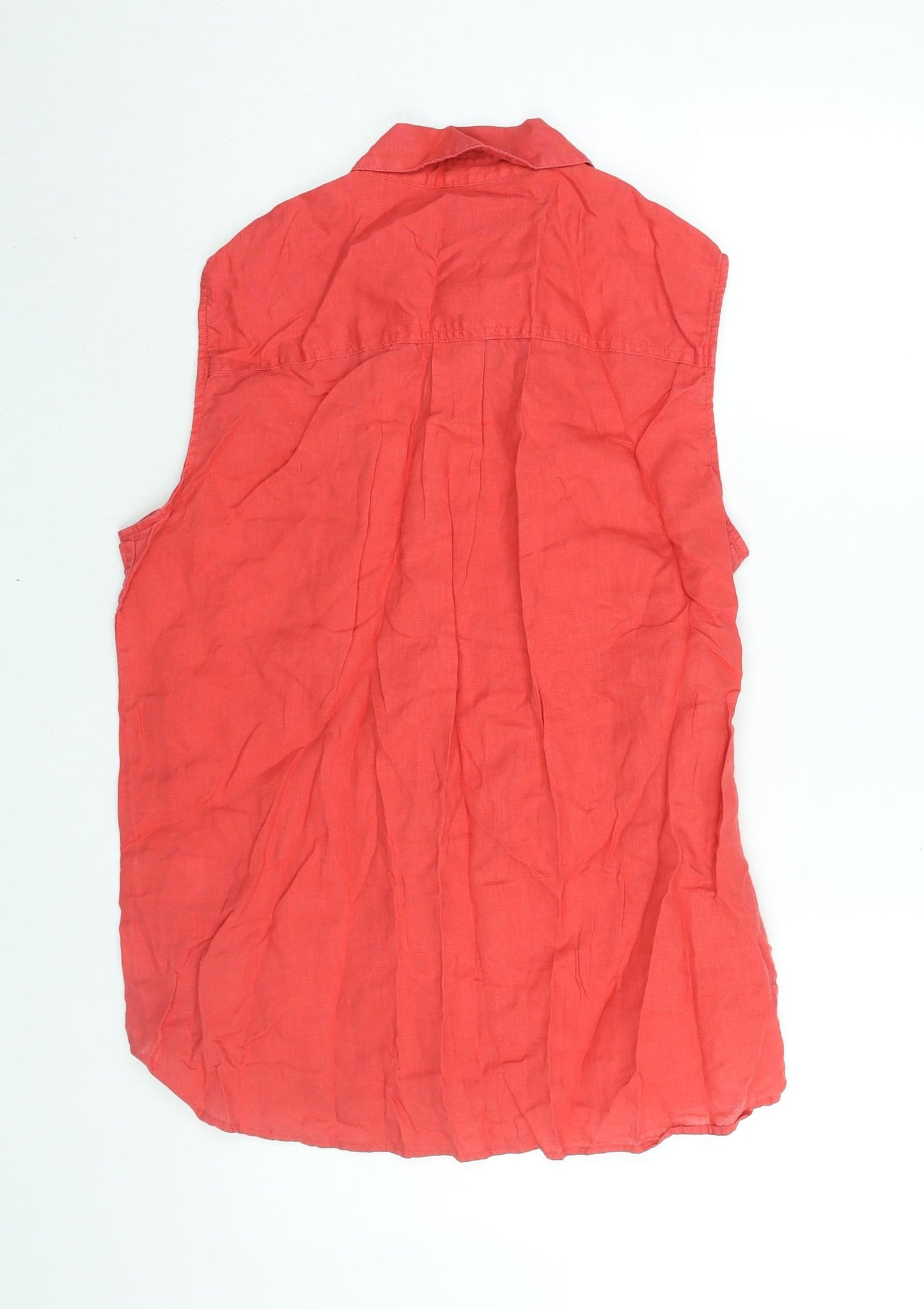 Marks and Spencer Womens Pink Linen Basic Button-Up Size 16 Collared