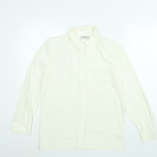 Richards Womens White Polyester Basic Button-Up Size 10 Collared