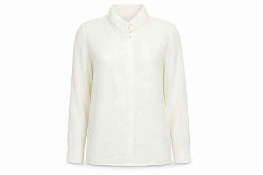 Front view of Richards women’s white polyester basic button-up, size UK 10, collared