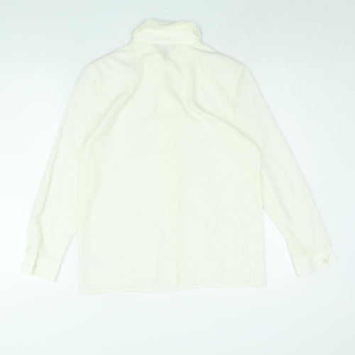 Richards Womens White Polyester Basic Button-Up Size 10 Collared