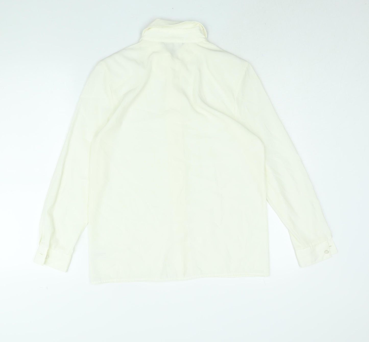 Richards Womens White Polyester Basic Button-Up Size 10 Collared