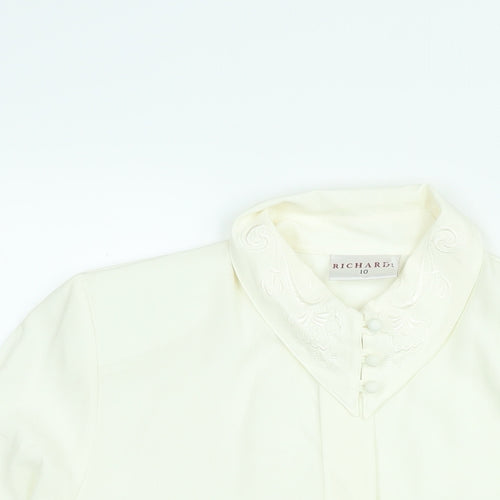 Richards Womens White Polyester Basic Button-Up Size 10 Collared