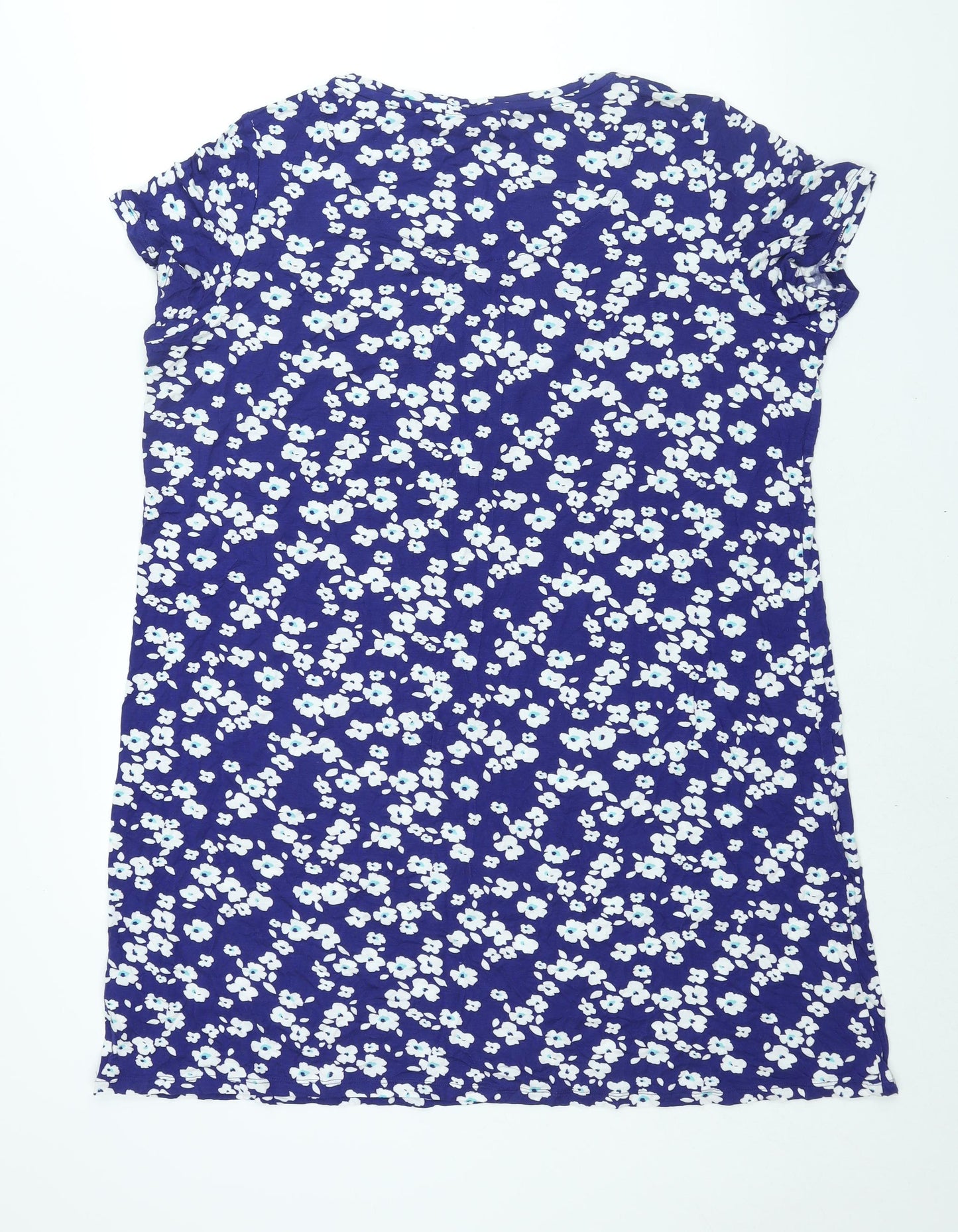 Marks and Spencer Womens Blue Floral Viscose Top Dress Size 20