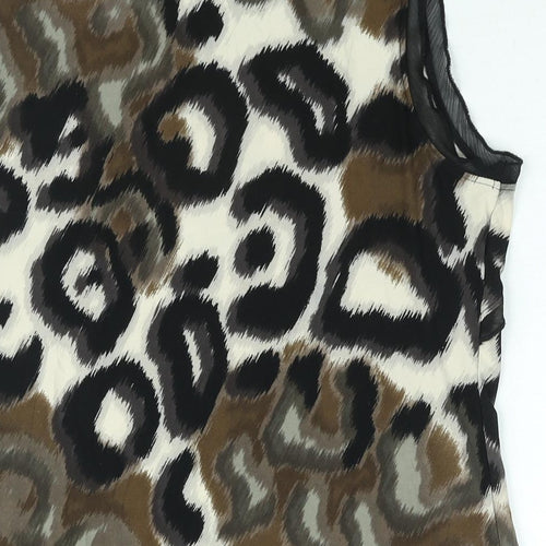 Per Una Womens Brown Geometric Polyester Camisole Blouse Size 12 Scoop Neck - Frill