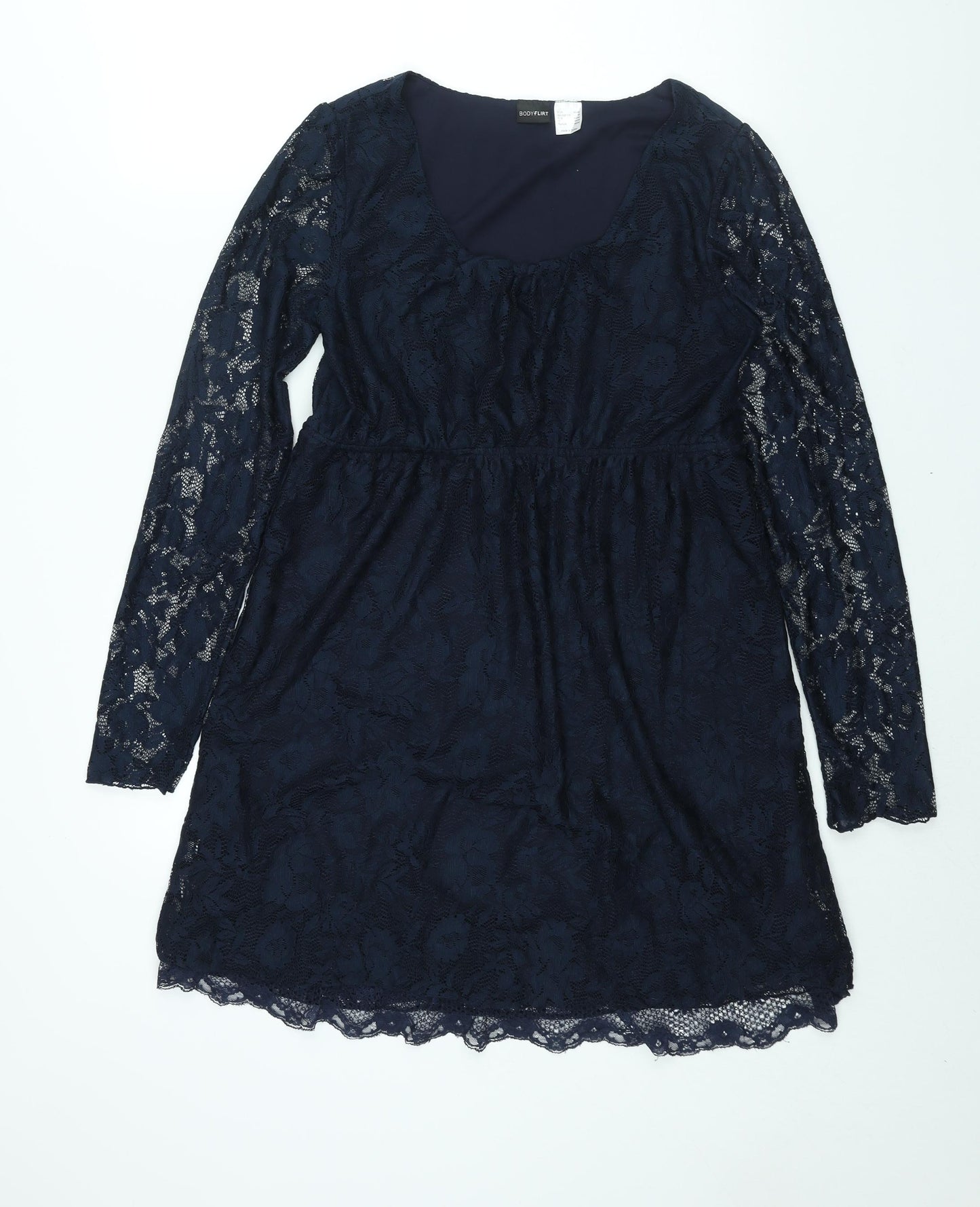 Body Flirt Womens Blue Polyester Shift Size M Scoop Neck Pullover