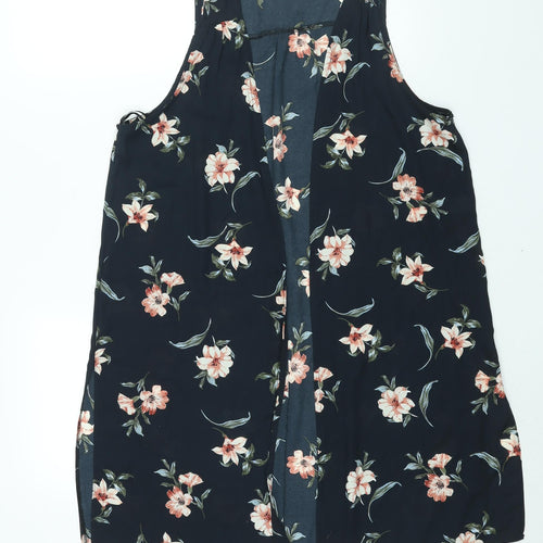 New Look Womens Black Floral Jacket Waistcoat Size 10