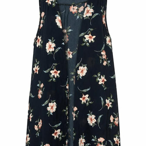 New Look Womens Black Floral Jacket Waistcoat Size 10