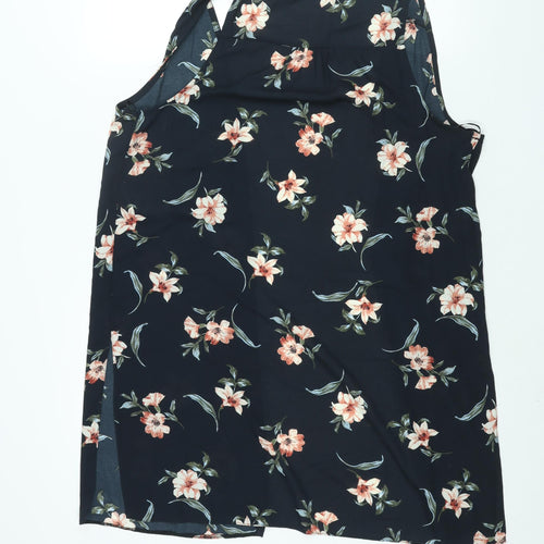 New Look Womens Black Floral Jacket Waistcoat Size 10