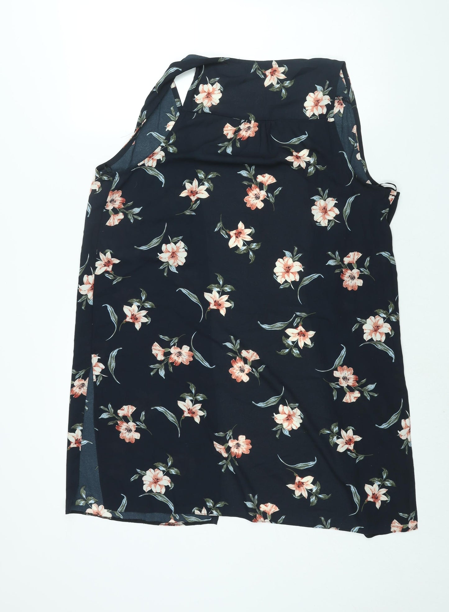 New Look Womens Black Floral Jacket Waistcoat Size 10