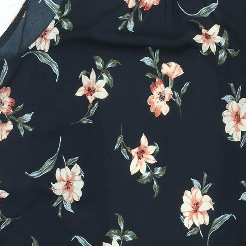New Look Womens Black Floral Jacket Waistcoat Size 10