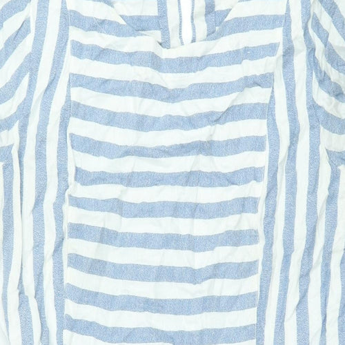 Brakeburn Womens Blue Striped Viscose Sheath Size 12 Round Neck Zip