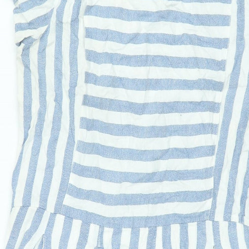 Brakeburn Womens Blue Striped Viscose Sheath Size 12 Round Neck Zip
