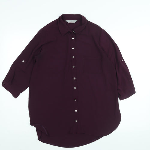 Dorothy Perkins Womens Purple Polyester Basic Button-Up Size 10 Collared