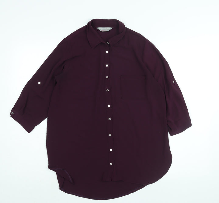 Dorothy Perkins Womens Purple Polyester Basic Button-Up Size 10 Collared