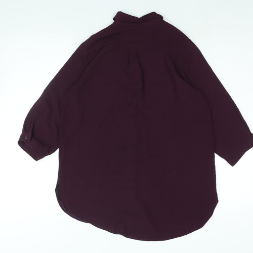 Dorothy Perkins Womens Purple Polyester Basic Button-Up Size 10 Collared