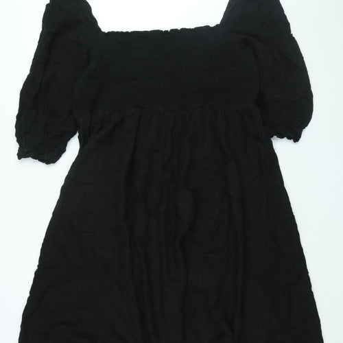 New Look Womens Black Cotton A-Line Size 26 Square Neck Pullover - Rouched Bodice