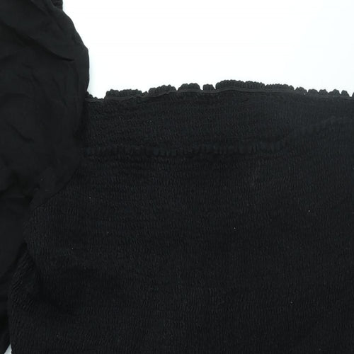 New Look Womens Black Cotton A-Line Size 26 Square Neck Pullover - Rouched Bodice
