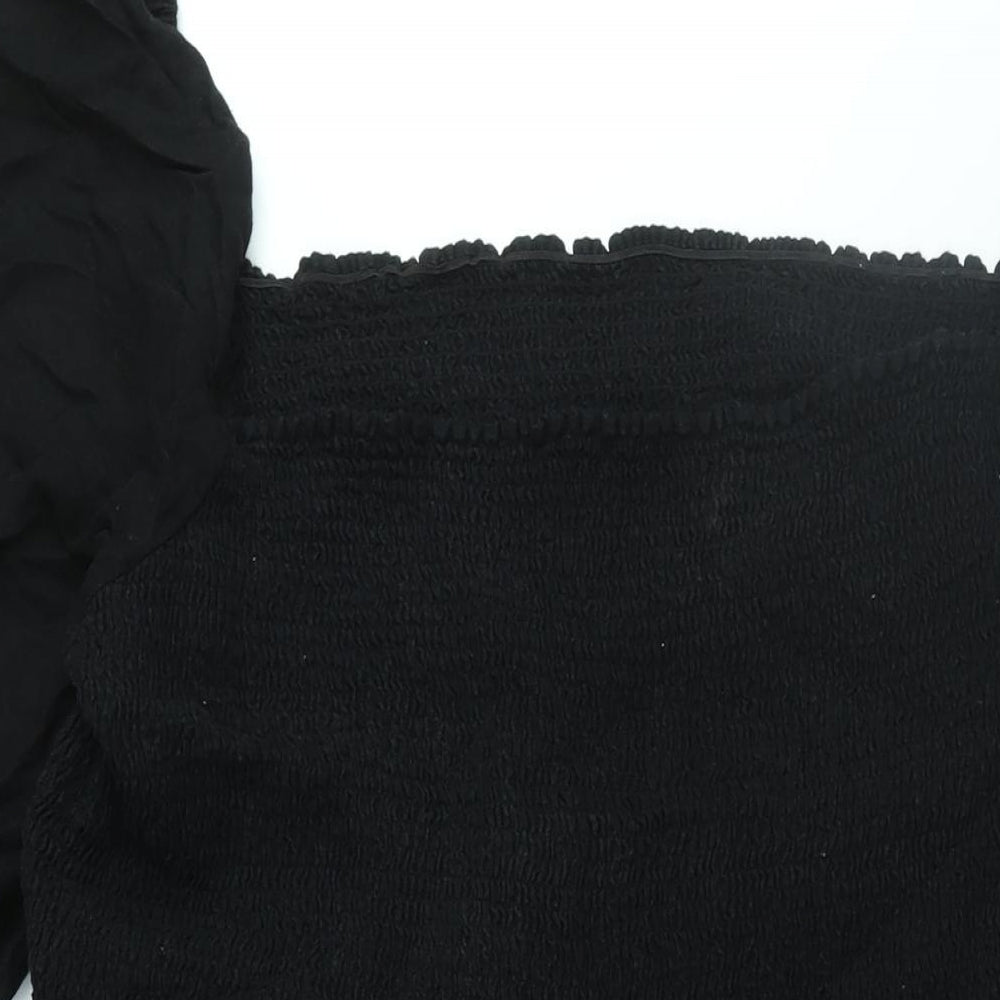 New Look Womens Black Cotton A-Line Size 26 Square Neck Pullover - Rouched Bodice