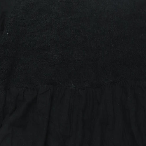 New Look Womens Black Cotton A-Line Size 26 Square Neck Pullover - Rouched Bodice