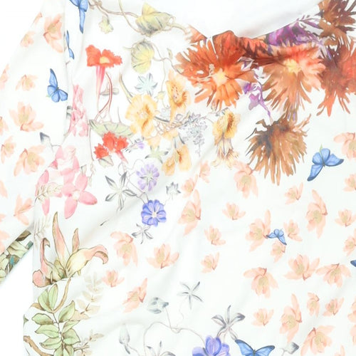 Per Una Womens Multicoloured Floral Polyester Shift Size 14 Cowl Neck Pullover