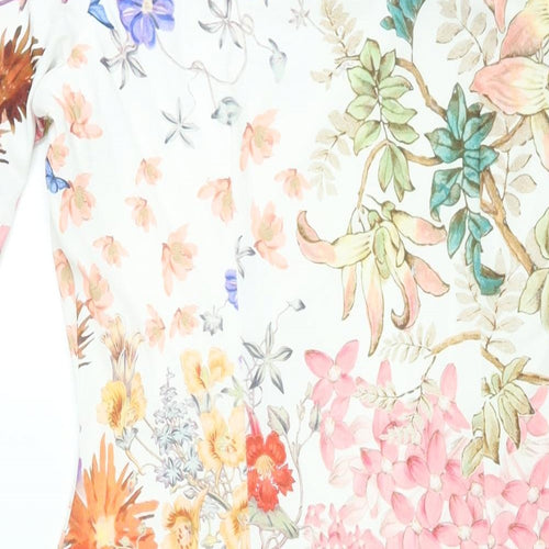 Per Una Womens Multicoloured Floral Polyester Shift Size 14 Cowl Neck Pullover