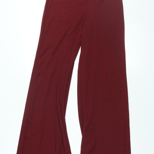 PRETTYLITTLETHING Womens Red Polyester Trousers Size 8 L32 in Regular