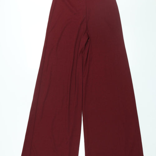 PRETTYLITTLETHING Womens Red Polyester Trousers Size 8 L32 in Regular