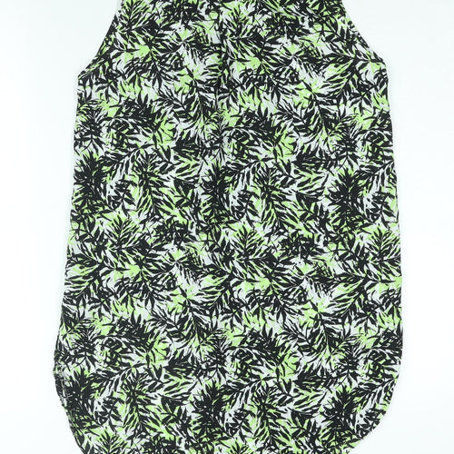 Dorothy Perkins Womens Green Geometric Polyester Basic Button-Up Size 10 Collared - Leaf Print