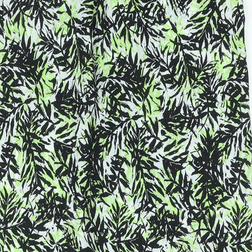 Dorothy Perkins Womens Green Geometric Polyester Basic Button-Up Size 10 Collared - Leaf Print