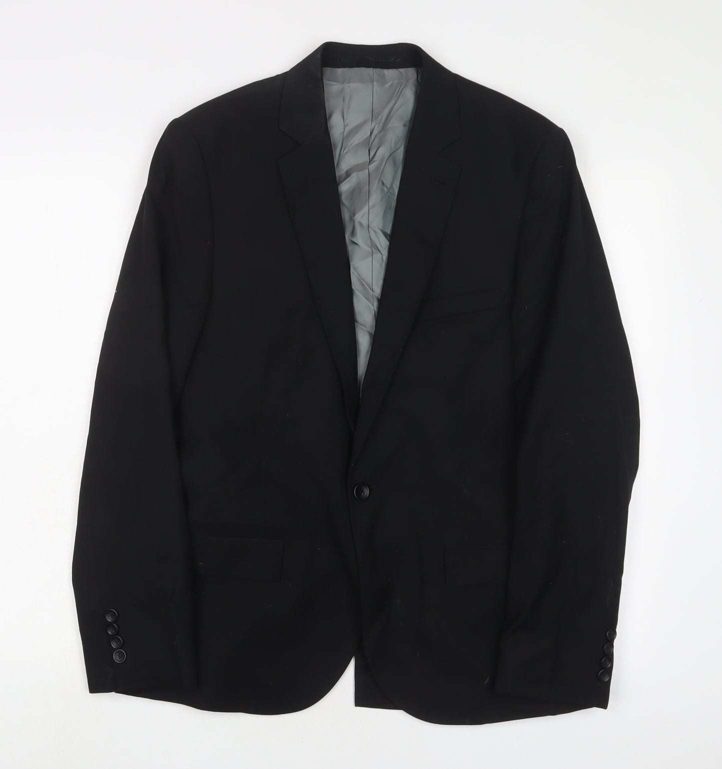 Topman Mens Black Polyester Jacket Suit Jacket Size 40 Regular